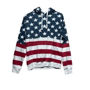 ESY Surf Co USA Flag Stars & Stripes Pullover Hoodie Men's Medium Red White Blue